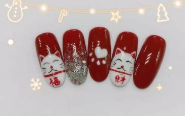 招财猫美甲 这是会让你发财的美甲-很美的