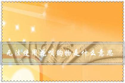 无法使用花呗购物是什么意思(无法使用花呗多久恢复)