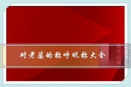 对老婆的称呼昵称大全(老婆备注名称大全集)